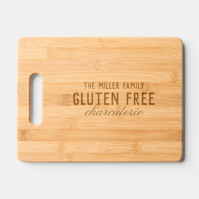Gluten Free Charcuterie Allergen Etched Wooden Engraved Cutting Board (Front)