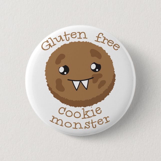 Gluten free cookie monster button (Front)