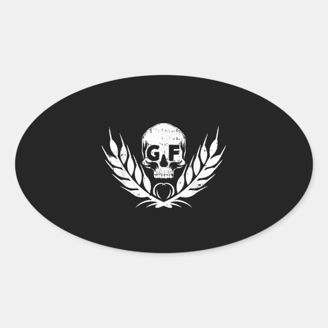Gluten Free Cool Skull Warrior Gift Oval Sticker (Front)