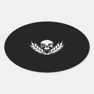 Gluten Free Cool Skull Warrior Gift Oval Sticker