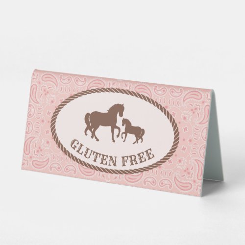 Gluten Free  Cowgirl Party  Table Tent Sign