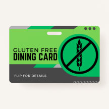 Gluten Free Dining Restaurant Safety Card