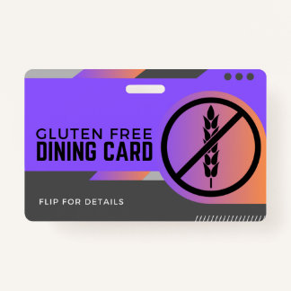 Gluten Free Dining Restaurant Safety Card Badge