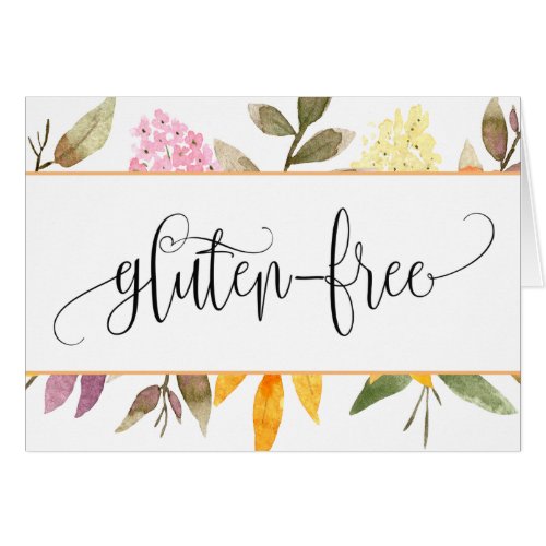 Gluten Free Floral Table Tent card