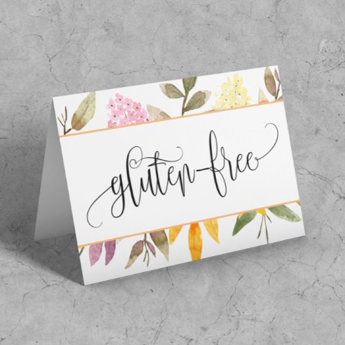 Gluten Free Floral Table Tent card