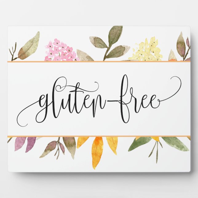 Gluten Free Floral tabletop with easel Plaque (Front)