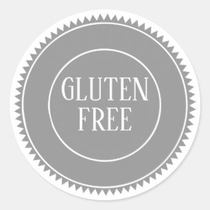 Gluten Free Food Allergy Safe Gray  Classic Round Sticker