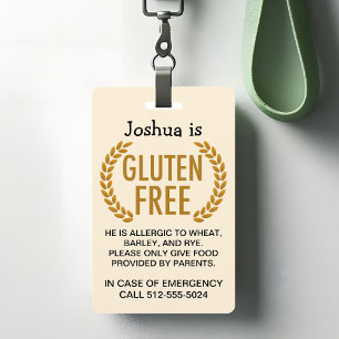 Gluten Free Food Allergy Warning Badge