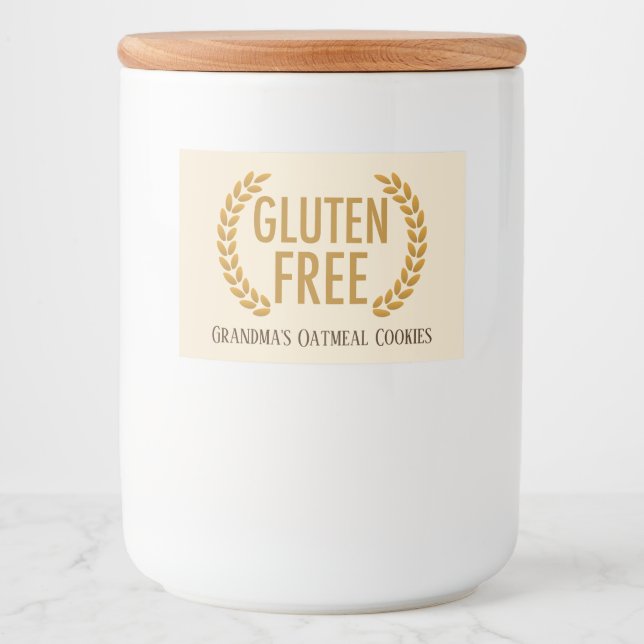 Gluten Free Food Allergy Warning Custom Wheat Free Label (Front)