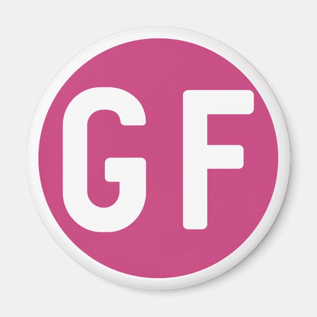 Gluten Free GF Circle Magenta and White Magnet (Front)