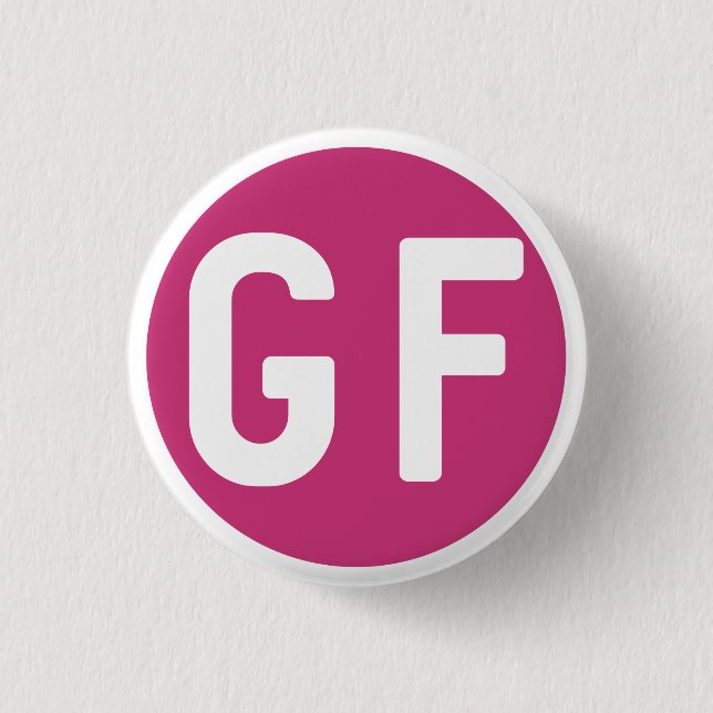 Gluten Free GF Circle Magenta Pink Button (Front)