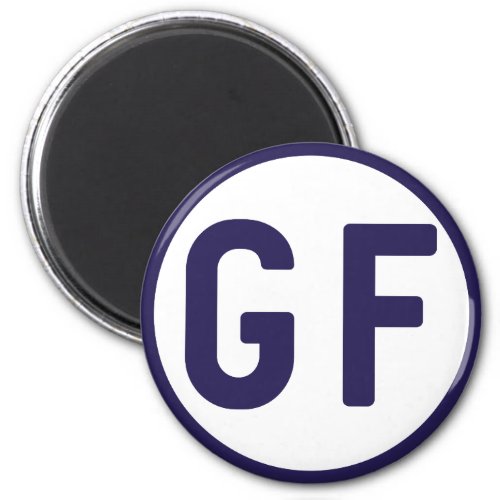 Gluten Free GF Circle Navy Blue and White Magnet