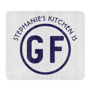 Gluten Free GF Circle Navy Blue Cutting Board
