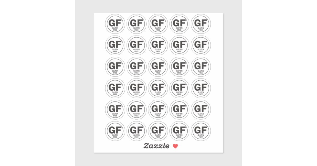 Gluten Free GF symbol small Sticker | Zazzle