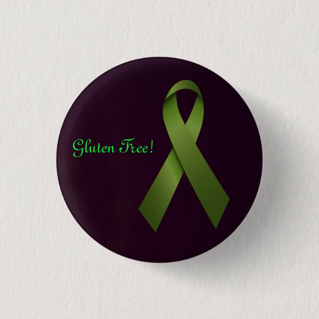 Gluten Free Green Ribbon Pinback Button (Front)