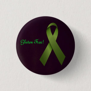 Gluten Free Green Ribbon Pinback Button