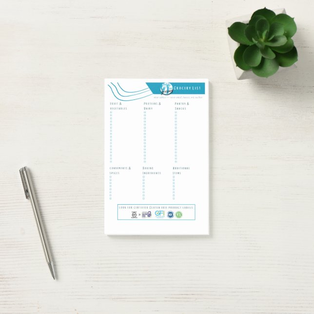 Gluten Free Grocery List | Fillable Notepad (Office)