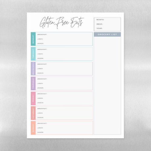 Gluten Free Grocery List Magnetic Dry Erase Sheet