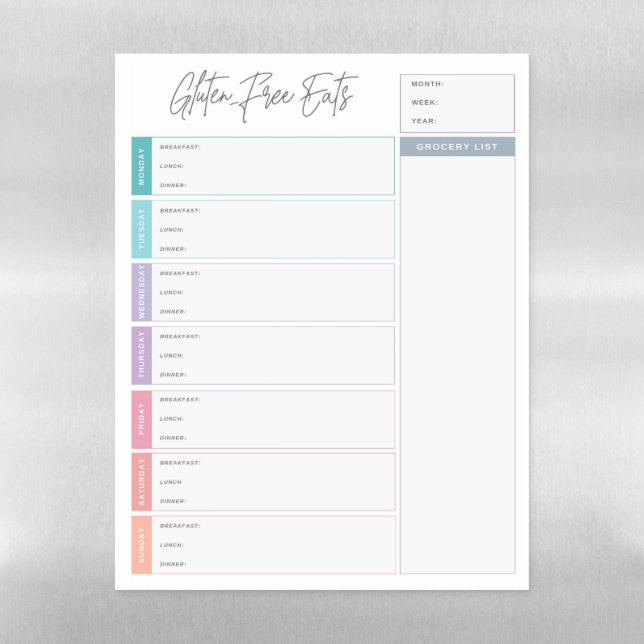 Gluten Free Grocery List Magnetic Dry Erase Sheet (Vertical)