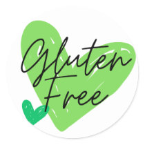 Gluten Free Hearts Green Stickers