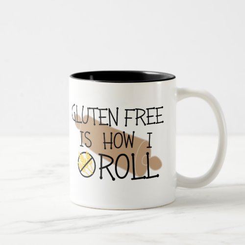 Gluten Free is How I Roll No Wheat Symbol Two_Tone Coffee Mug