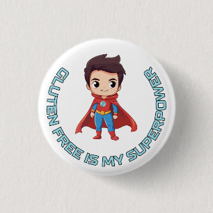 Gluten Free is My Superpower - Comic Hero Celiac Button