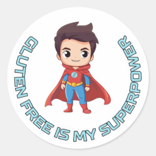 Gluten Free is My Superpower - Comic Hero Celiac Classic Round Sticker