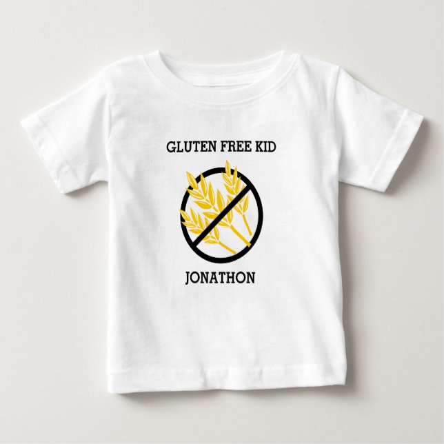 Gluten Free Kid Personalized No Gluten Celiac Baby T-Shirt (Front)