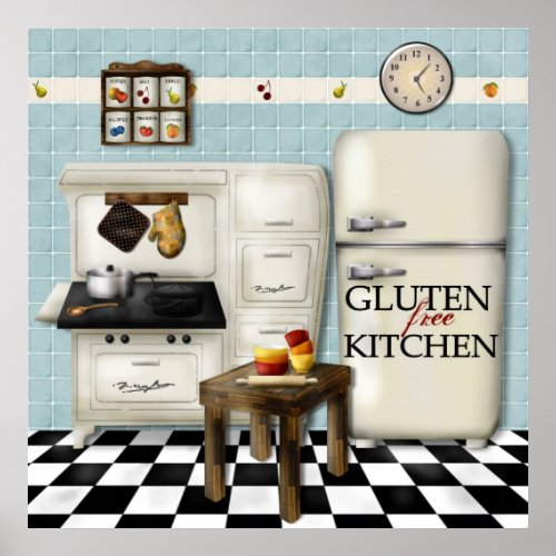 Gluten Free Kitchen _ Teal Poster