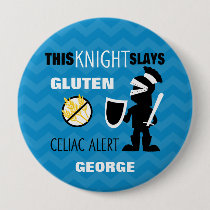 Gluten Free Knight Blue Chevron Stripe Button