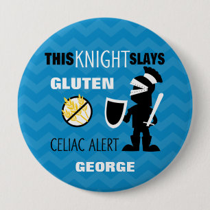 Gluten Free Knight Blue Chevron Stripe Button