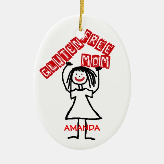 Gluten Free Mom Christmas Ceramic Ornament (Front)