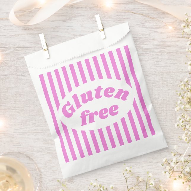 Gluten Free Pink White Candy Stripe Favor Bag (Clipped)