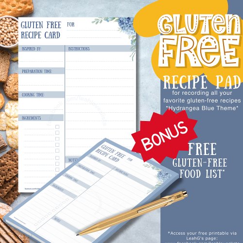 GLUTEN FREE Recipe Card _ Hydrangea Blue by LeahG Post_it Notes