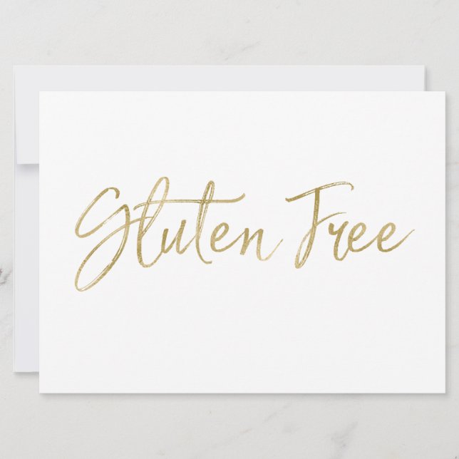 "Gluten Free" Sign | Stylish Gold Hand Lettered Invitation (Front)