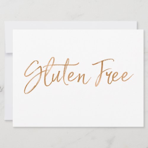 Gluten Free Sign  Stylish Gold Rose Lettered Invitation
