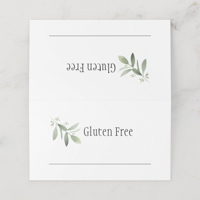 Gluten Free Sign with space for name of food Place Card (Outside Unfolded)