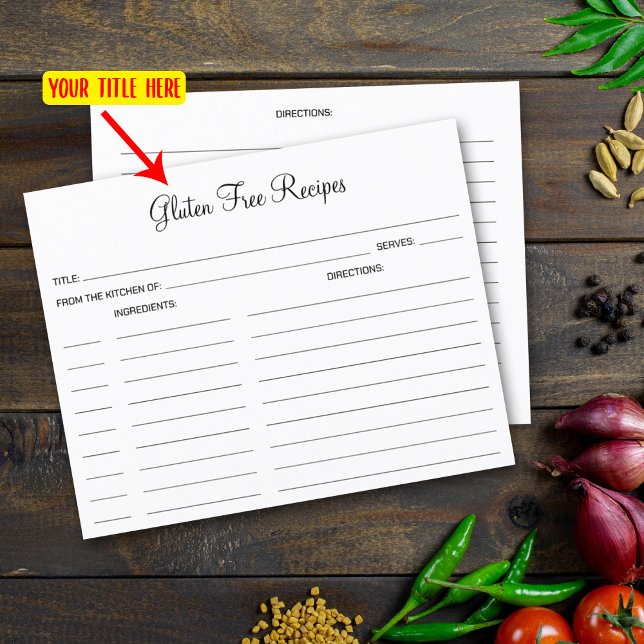Gluten Free Simple Culinary Recipe Card (Creator Uploaded)