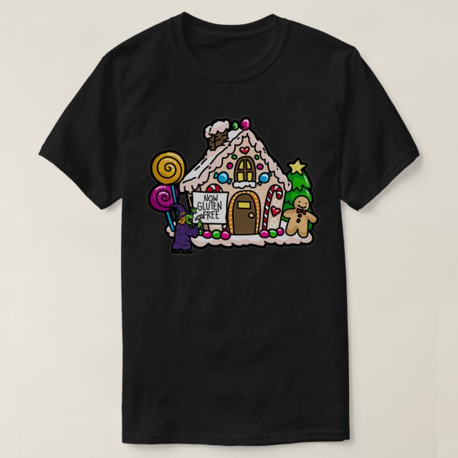 GLUTEN FREE WITCH Gingerbread HOUSE Humor T-Shirt (Design Front)