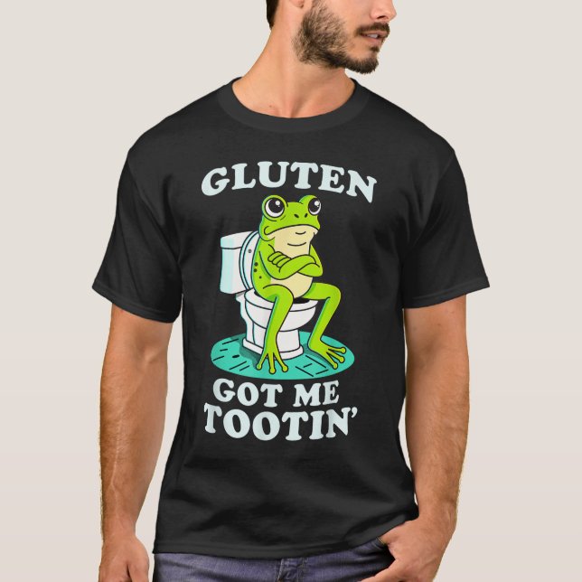 Gluten Got Me Tootin Frog Gluten Intolerant T-Shirt (Front)