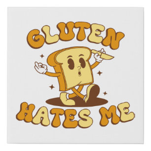 Gluten Hates Me Faux Canvas Print