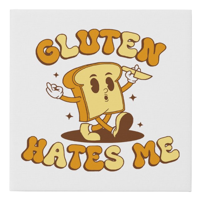 Gluten Hates Me Faux Canvas Print (Front)