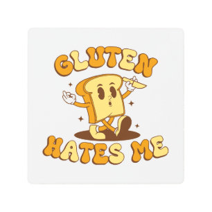 Gluten Hates Me Metal Print