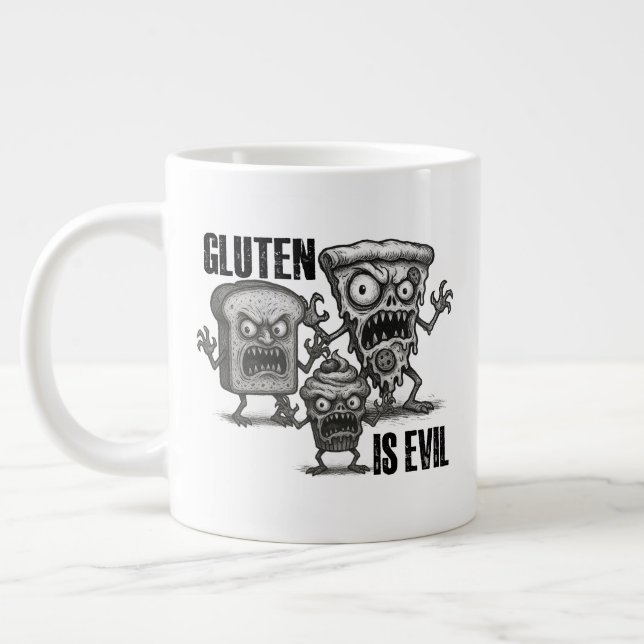 Gluten is Evil Giant Coffee Mug (Left)