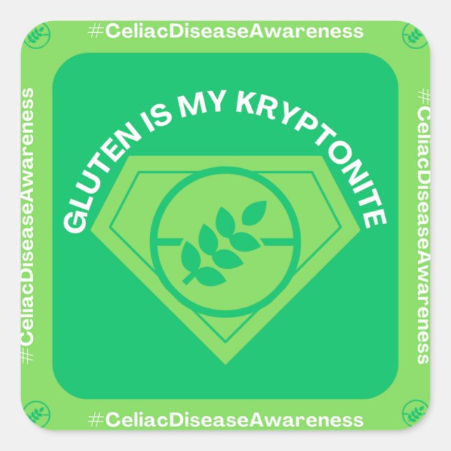 Gluten is My Kryptonite Square Sticker (Front)