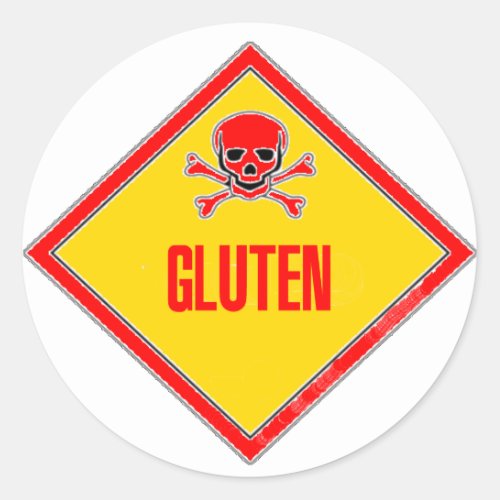 Gluten Poison Warning Classic Round Sticker