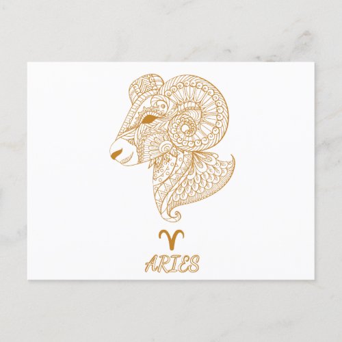 Glyph for Aries in a Mandala Design Postcard
