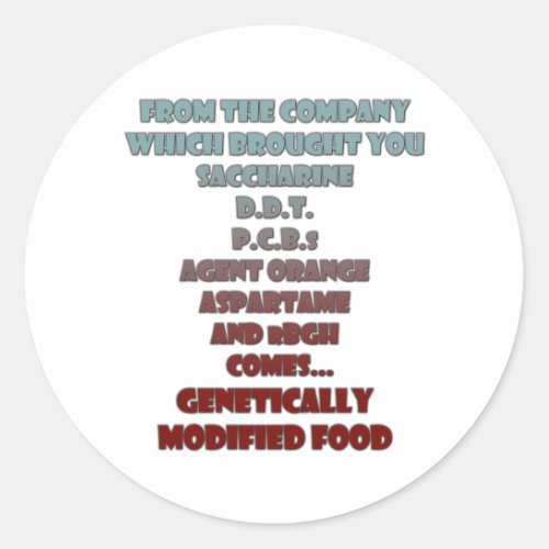 GM Food Classic Round Sticker