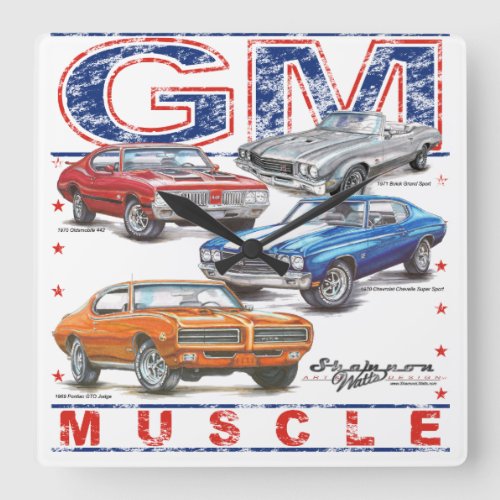 GM Muscle Square Clock