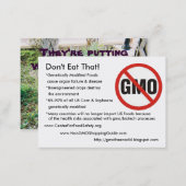gmo-free, Don't Eat That!, *Genetically Modifie... Business Card (Front/Back)